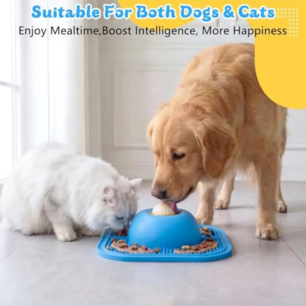 Slow Feeder Dog Bowl With Lick Mat And Rolling Ball