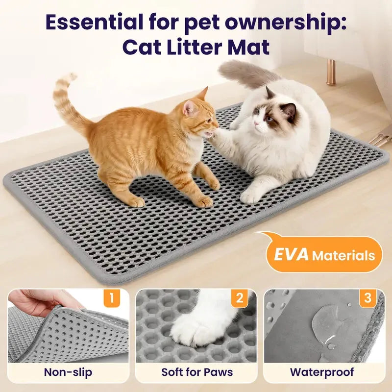 Waterproof Double Layer Cat Litter Trapping Mat For Clean Floors