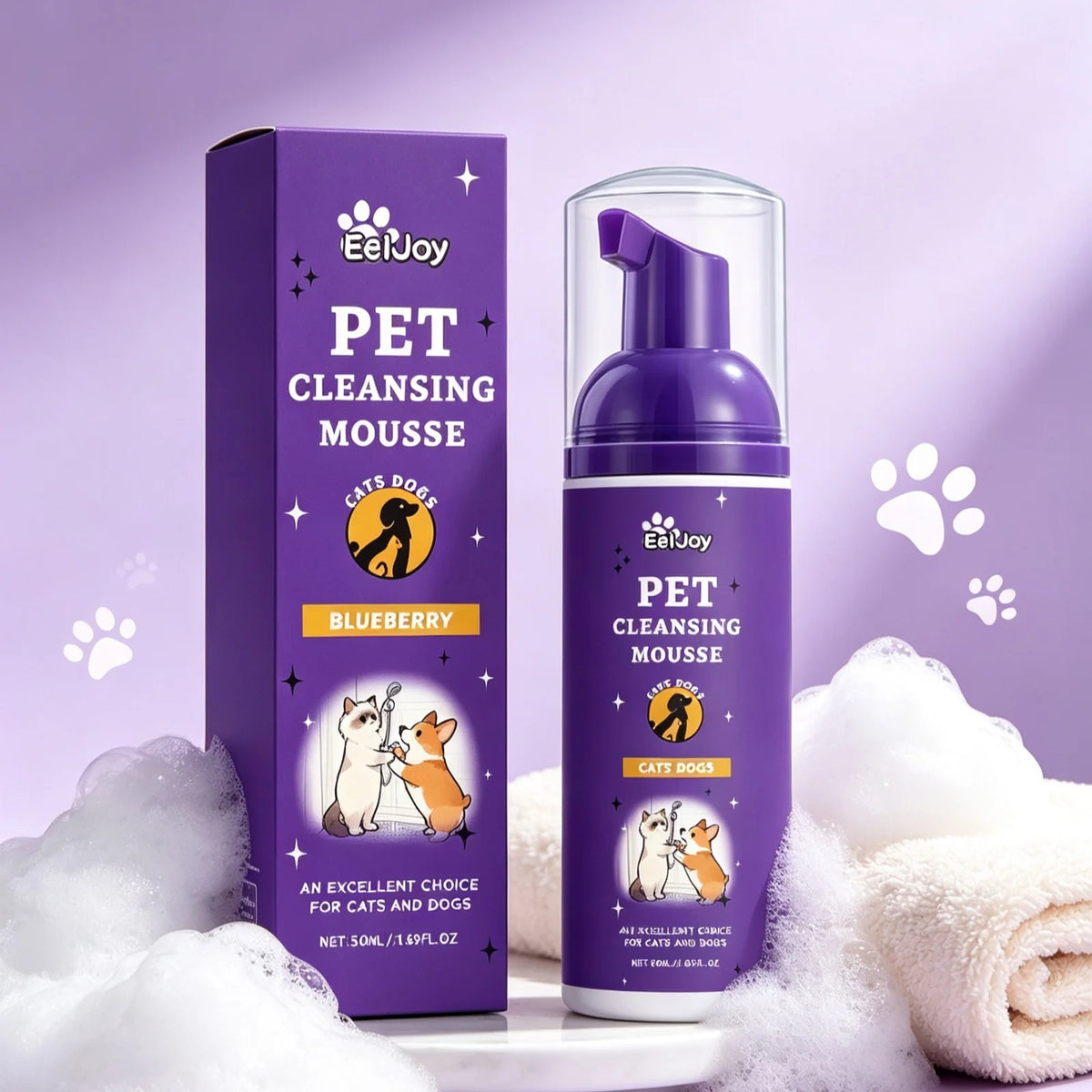 EelJoy Pet Grooming Foam Cleansing Odor Control for Soothing Skin