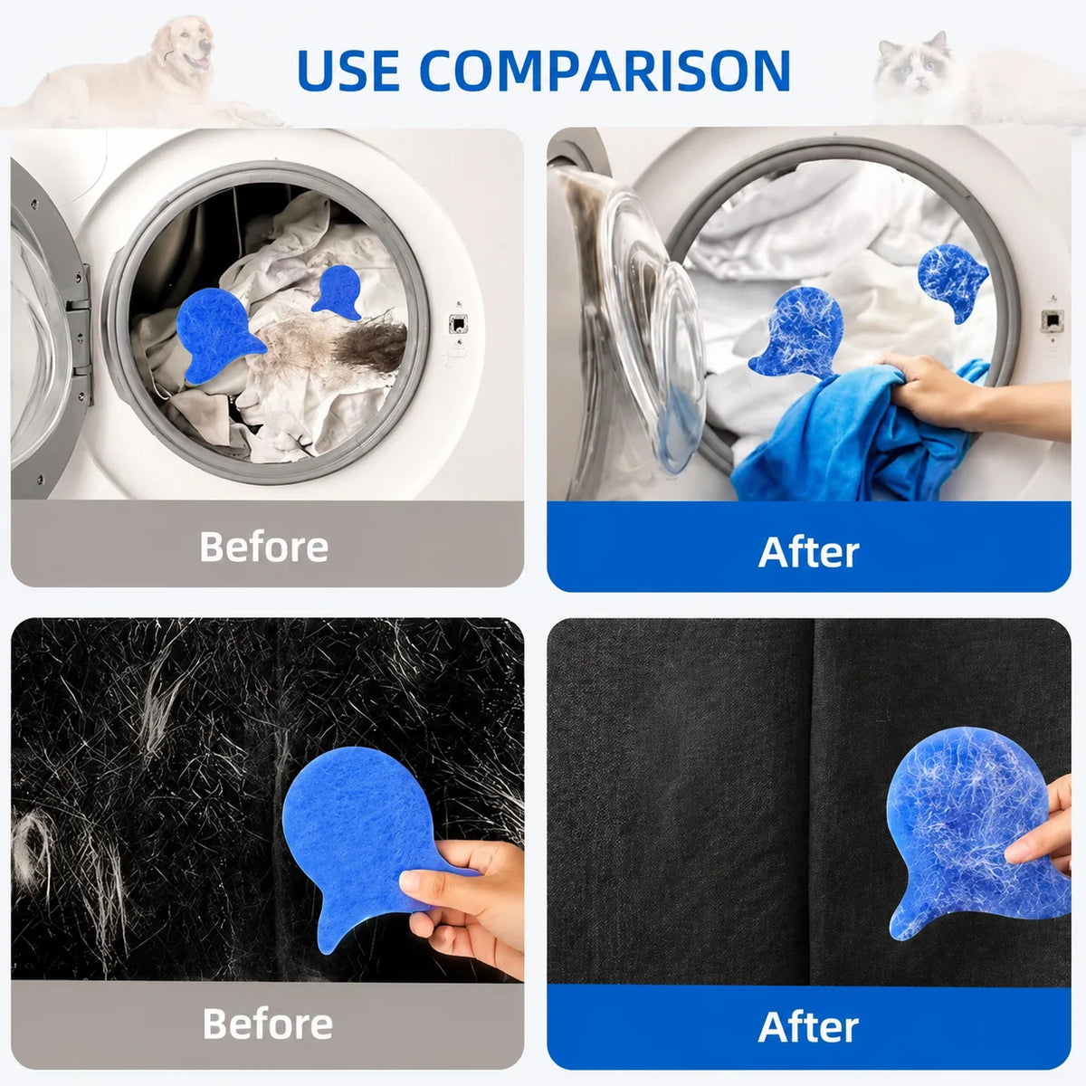 Reusable Pet Hair Remover for Laundry and Furniture Lint Catcher