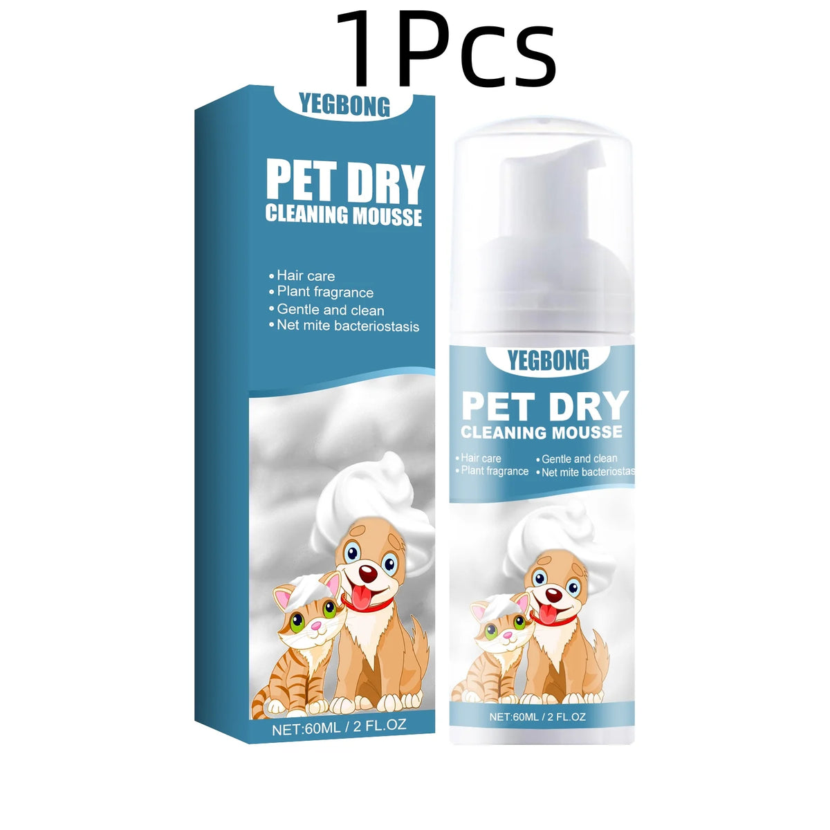 YEGBONG Pet Dry Shampoo Mousse for Gentle Skin Cleansing
