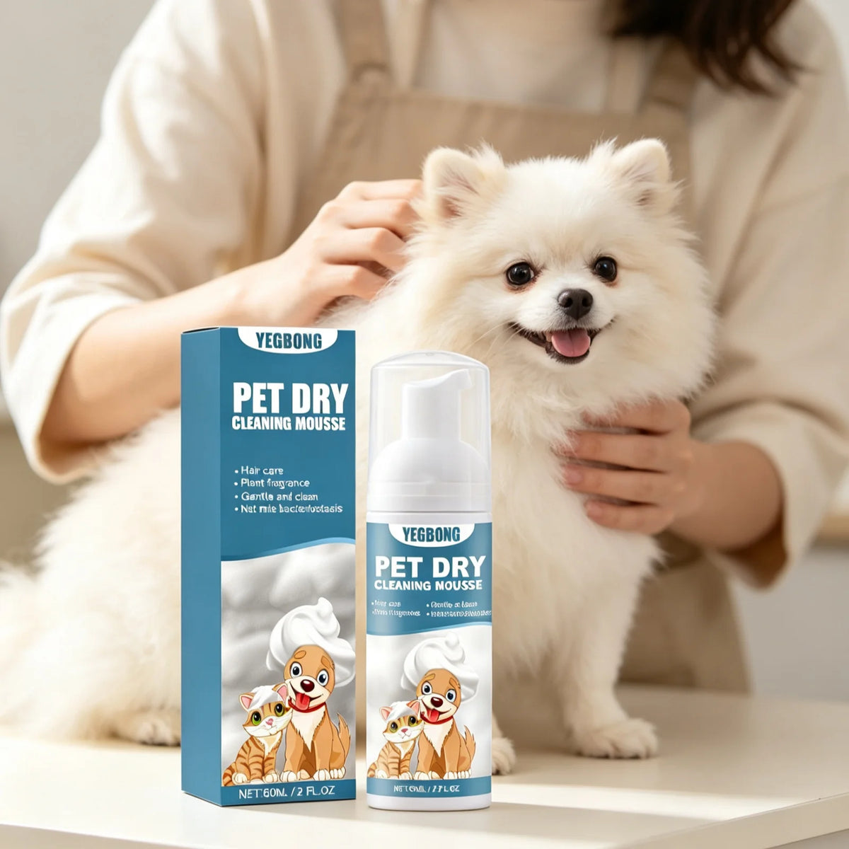YEGBONG Pet Dry Shampoo Mousse for Gentle Skin Cleansing