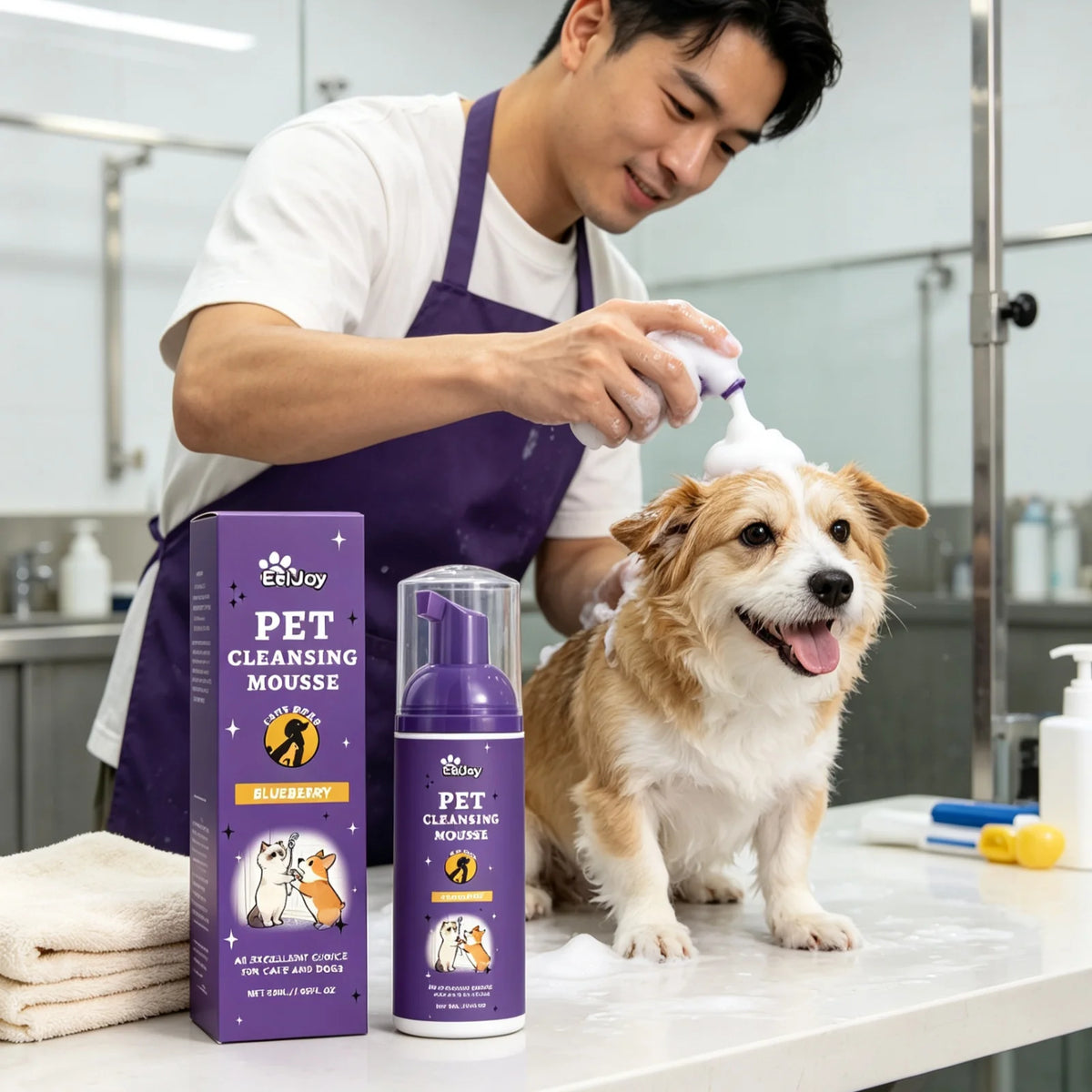 EelJoy Pet Grooming Foam Cleansing Odor Control for Soothing Skin