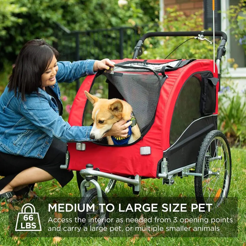 Dog Bike Trailer And Pet Stroller With Hitch And Suspension