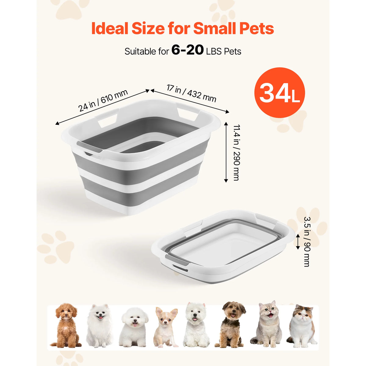 SucceBuy Collapsible Portable Dog Bathtub With Built In Drainage Hole