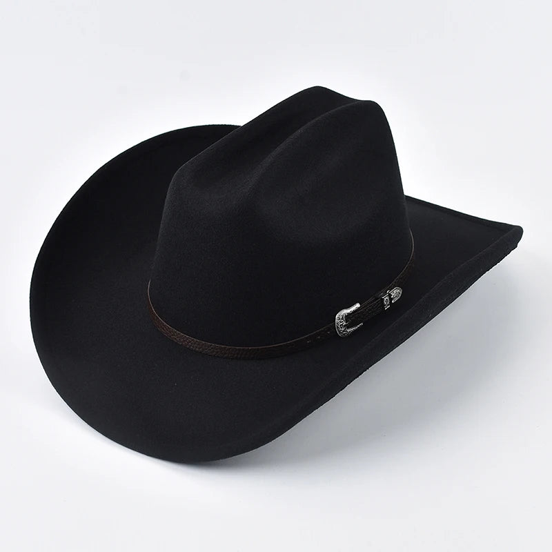 Unisex Western Cowboy Hat With Vintage Wide Brim Design