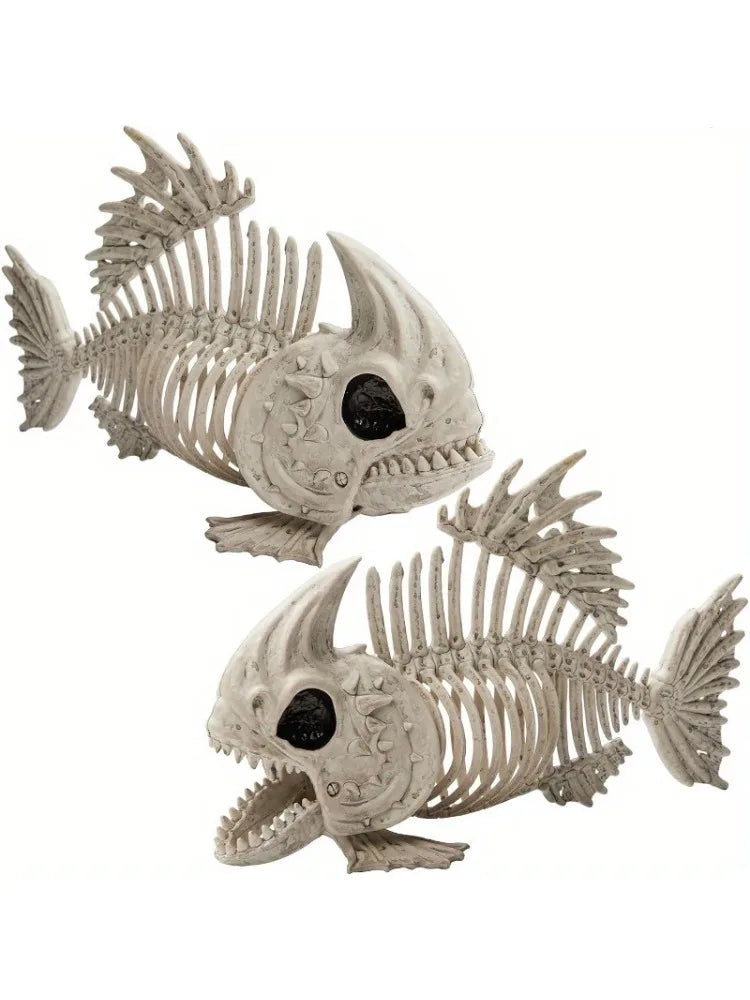 Poseable Fish Skeleton Halloween Decor for Spooky Indoor Outdoor Parties