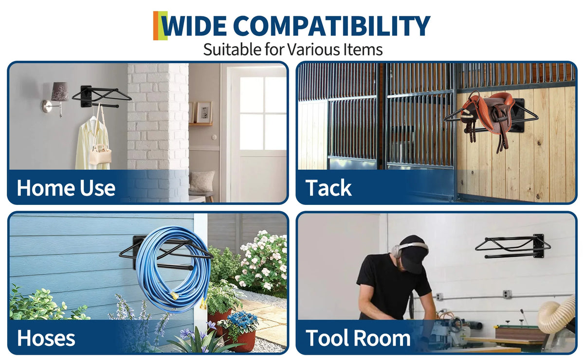 Heavy Duty Wall Mounted Saddle Rack With Double Pad Bar