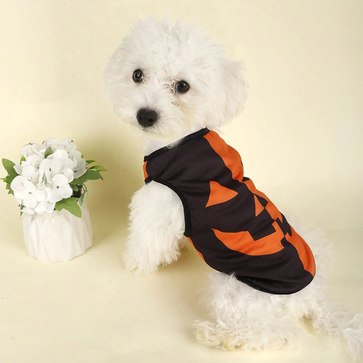Funny Pumpkin Print Dog Shirt For Holiday Parties And Festivals