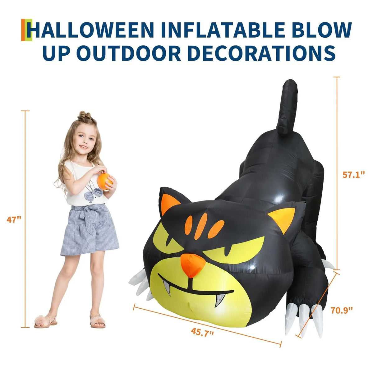 Halloween Inflatable Cat With Built In Fan And LED Lighting