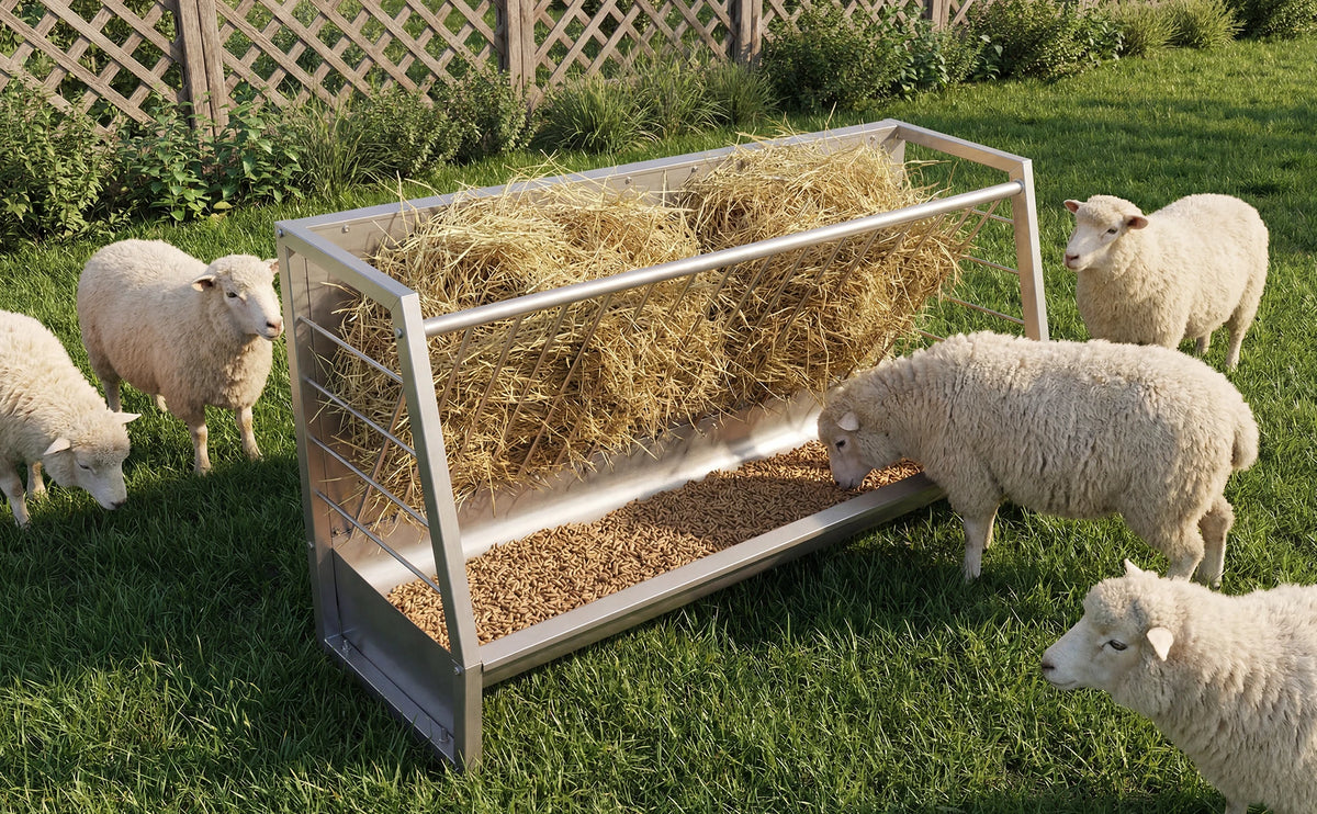 HiMISS Heavy Duty Galvanized Steel Hay And Grain Livestock Feeder