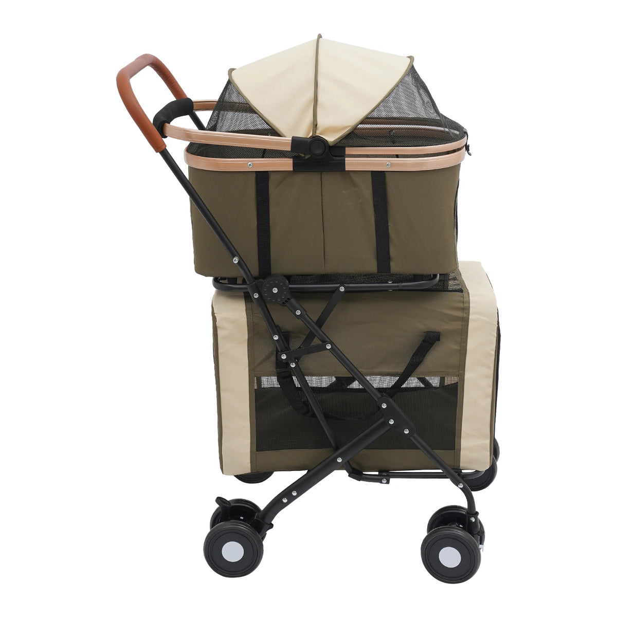 Bymaocar Foldable Pet Stroller With Two Tier Design And Safety Locks