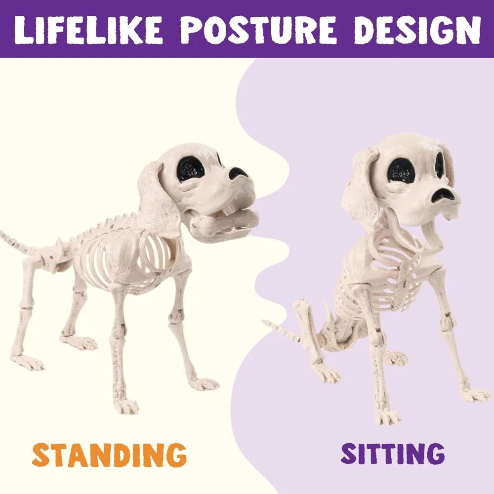 Posable Halloween Dog Skeleton Decoration With Movable Joints For Parties