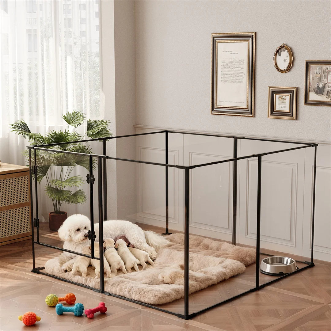 BINGOPAW Acrylic Dog Playpen for Indoor Exercise and Training