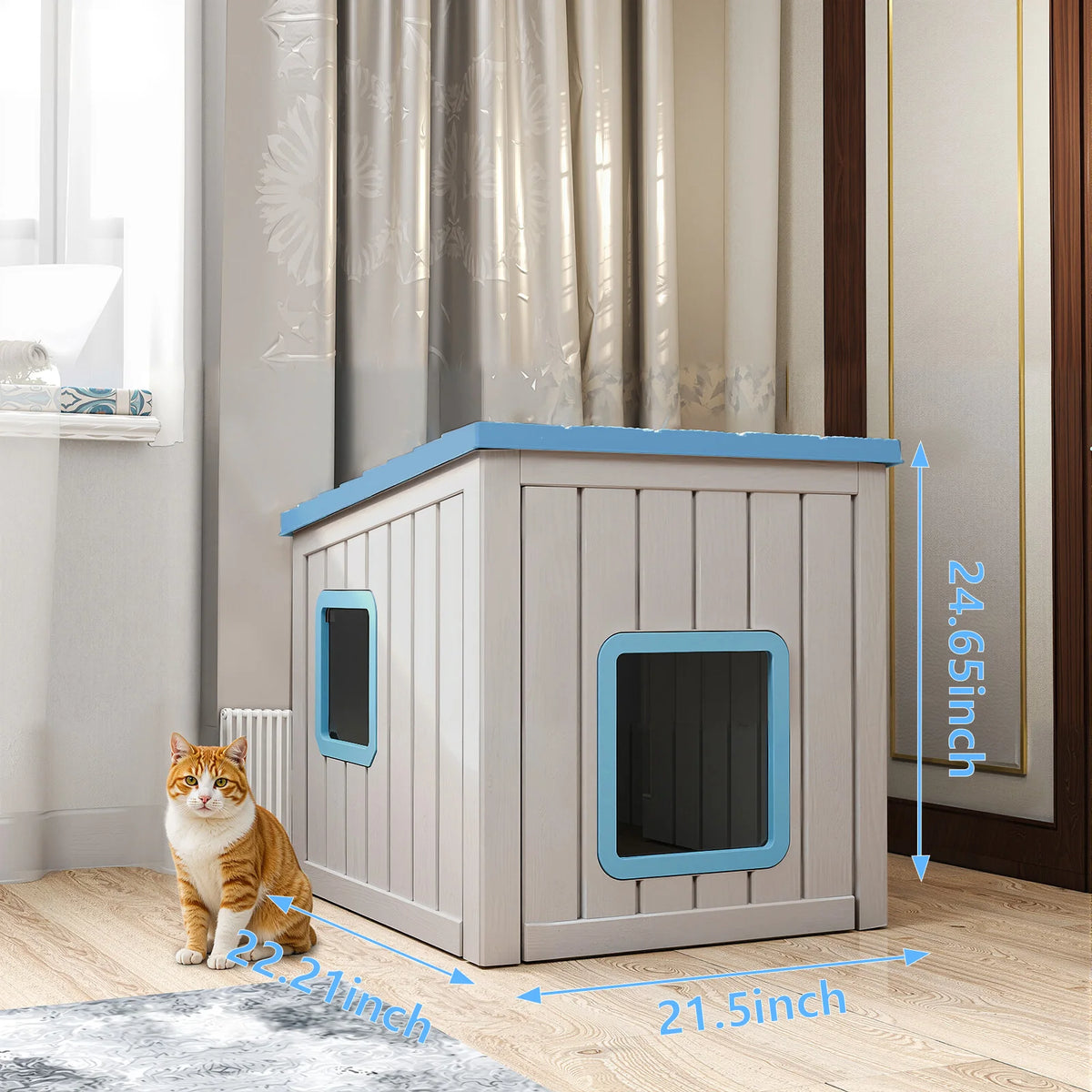 Waterproof Sloped Roof Plastic Pet House for Indoor Outdoor Shelter