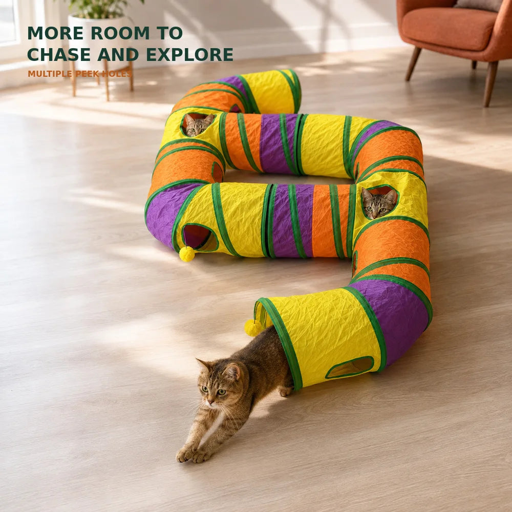 Zoe Connectable Cat Tunnel Maze With Peek Holes And Toys