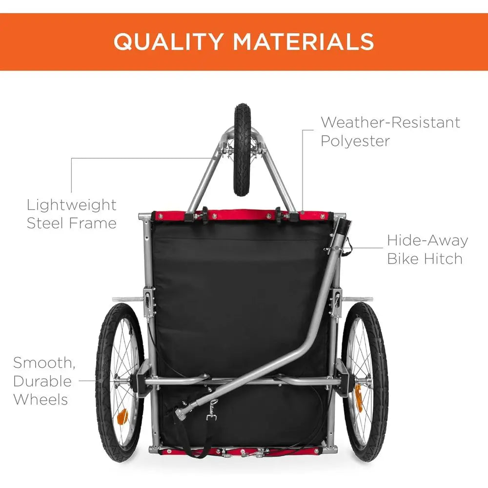 Dog Bike Trailer And Pet Stroller With Hitch And Suspension