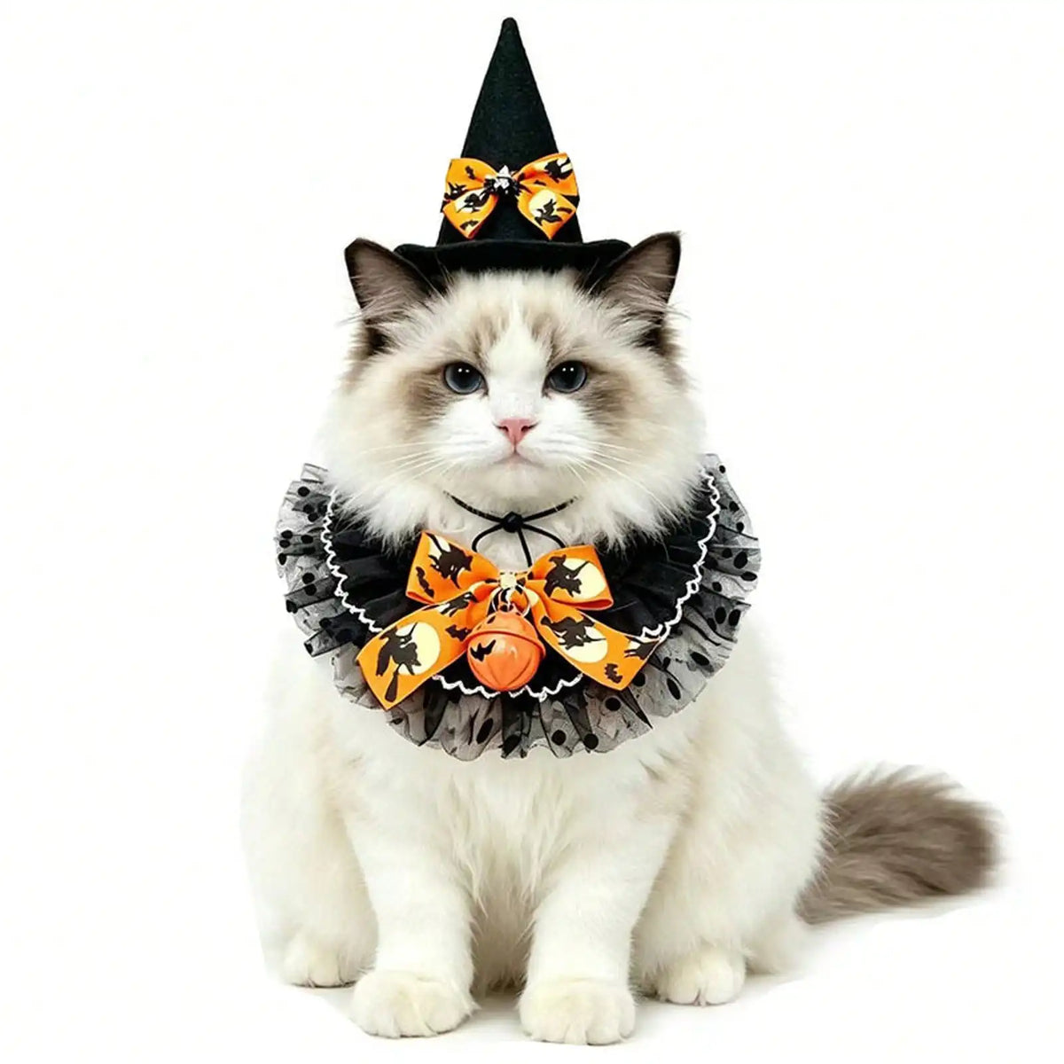 Halloween Pet Bandana Hat Set With Lace Trim Costume, Party Accessory