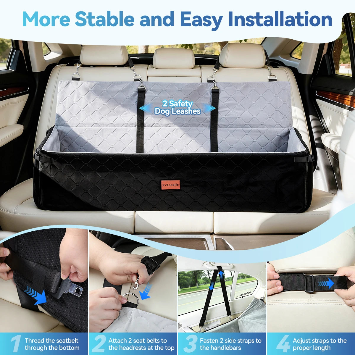 DOMIPET Extra Large Dog Car Seat Travel Bed With Cushion