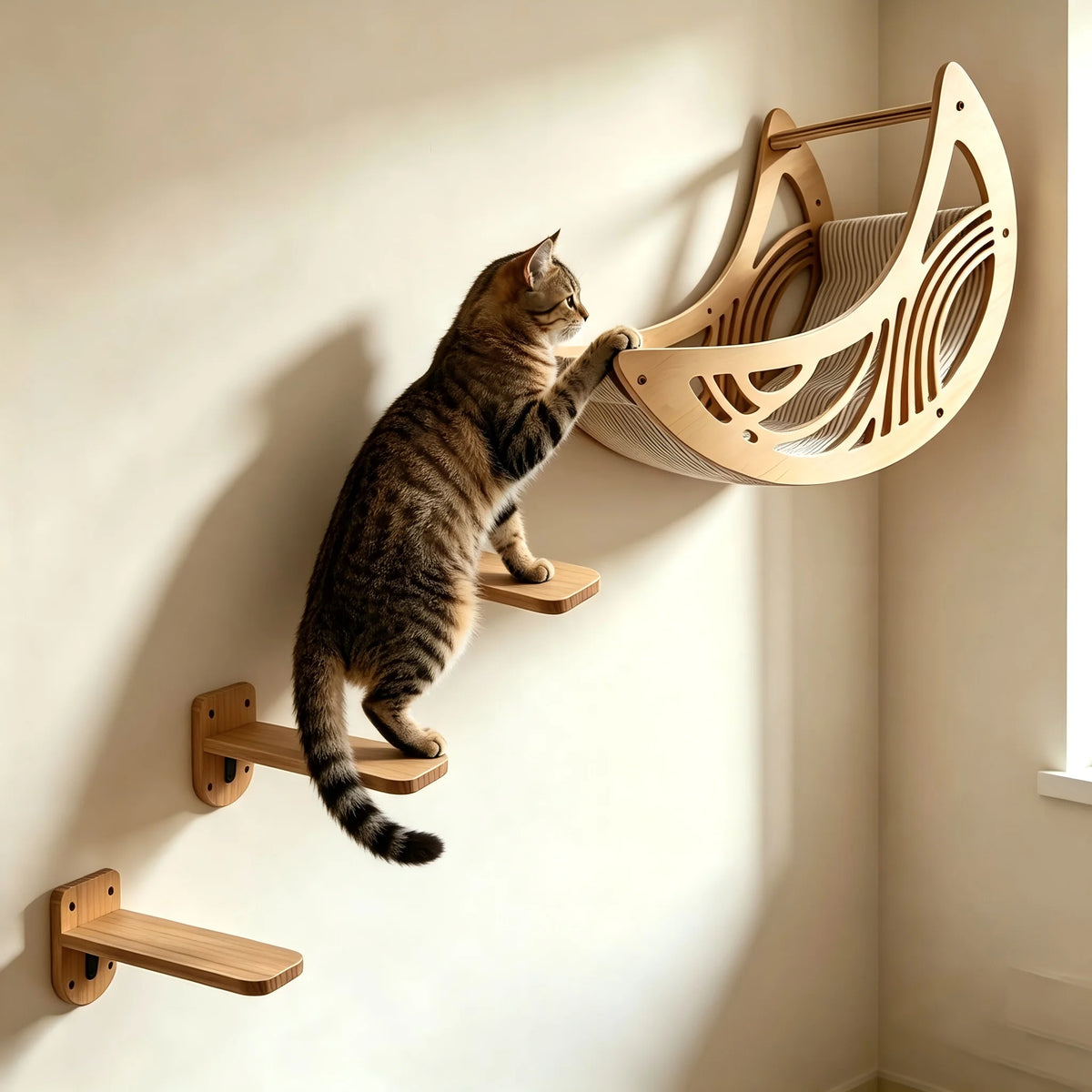 CWV Wall Mounted Cat Shelves Moon Hammock And Star Perches