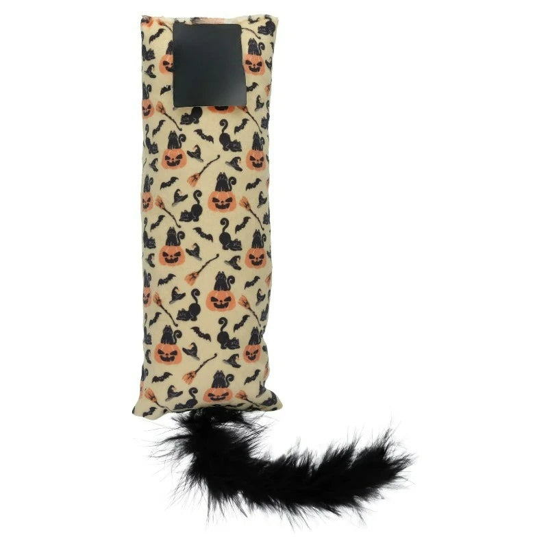 Halloween Cat Kicker Toy With Feather And Festive Pumpkin Design