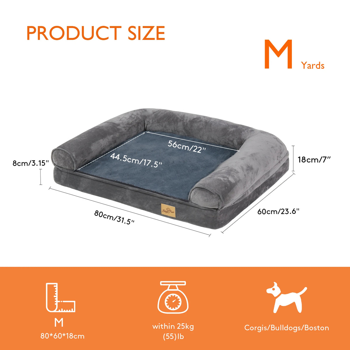 BINGOPAW Orthopedic Dog Bed With Removable Washable Cushion Cover