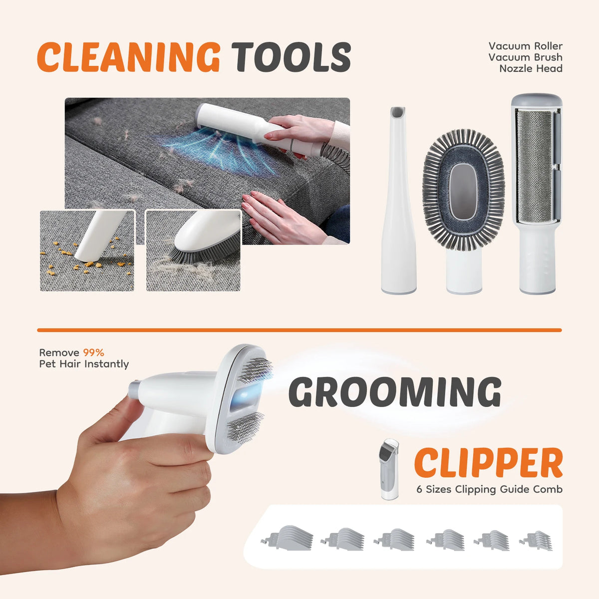 JHK Professional Pet Grooming Vacuum Kit With Clippers And Tools
