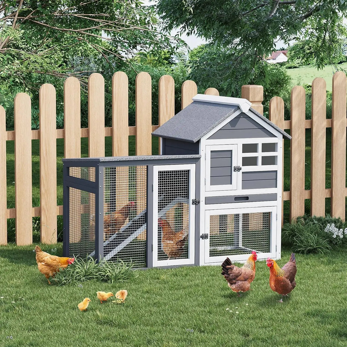HiMISS Wooden Rabbit Hutch With Run And Removable Tray