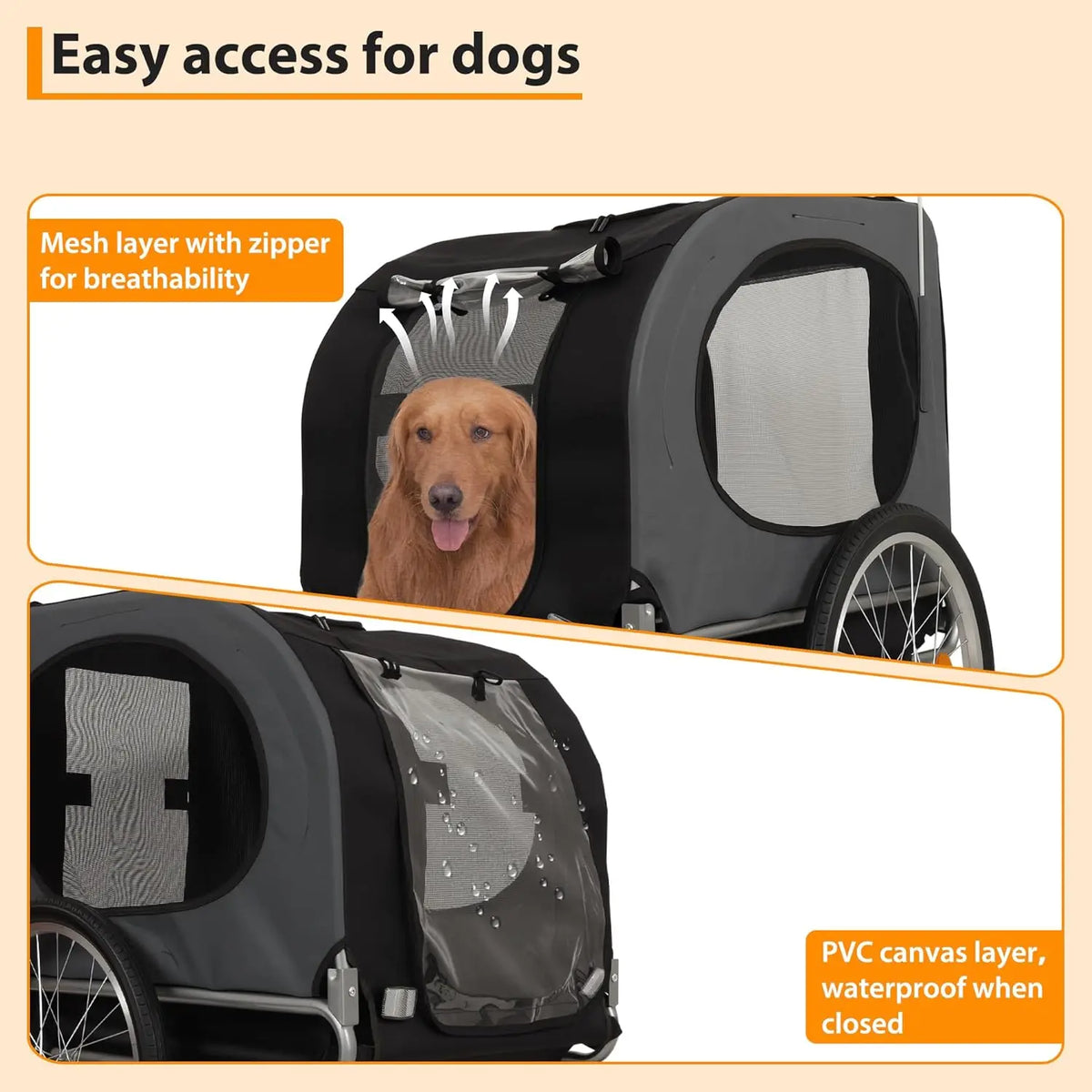 HiMISS Dog Bike Trailer and Jogging Stroller with Collapsible Frame