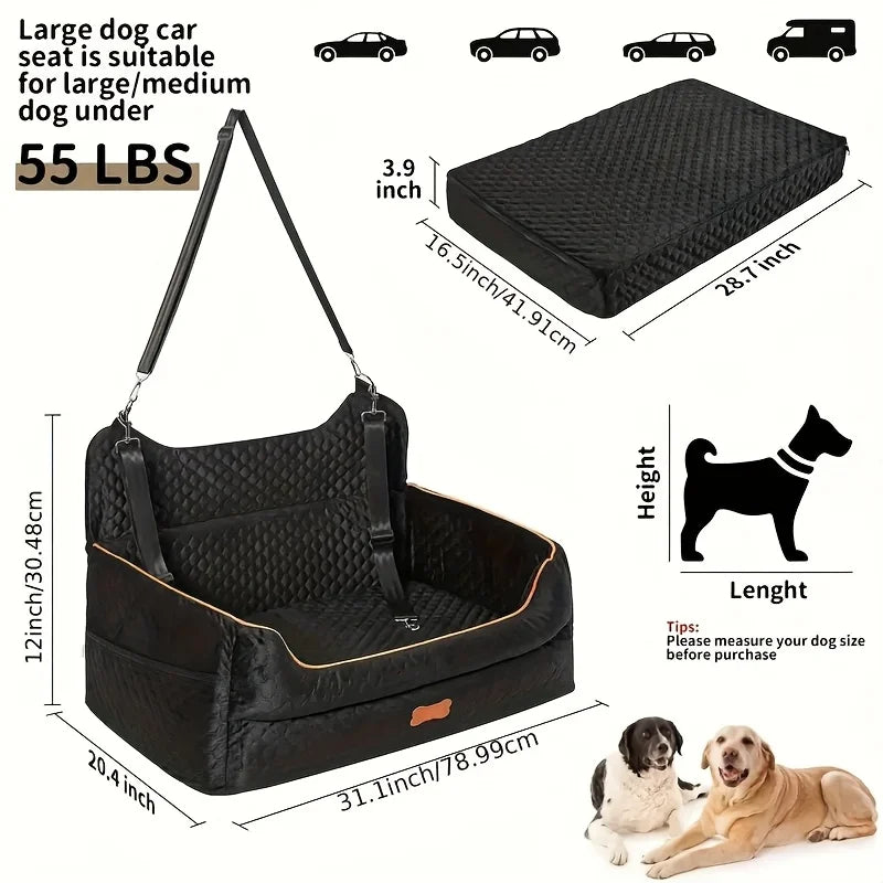 Dog Car Seat Booster Cushion With Memory Foam Storage Bag