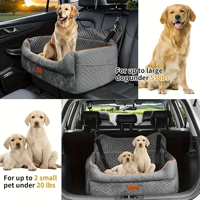 Dog Car Seat Booster Cushion With Memory Foam Storage Bag