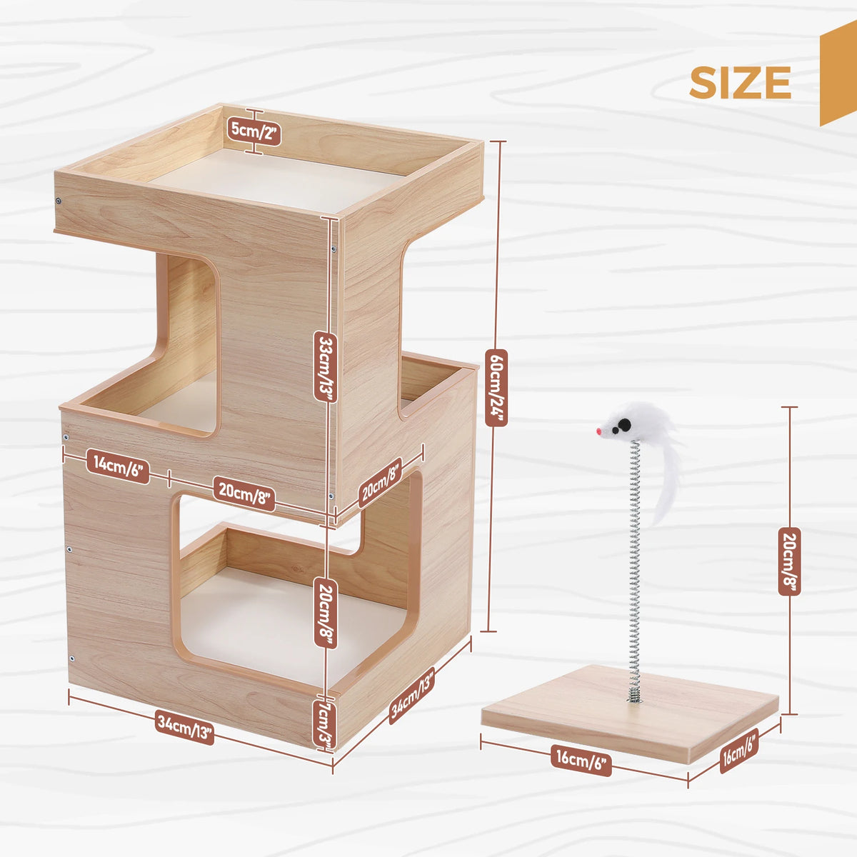 PAWZ Road Wooden Cat Condo With Removable Mats Scratching Pad