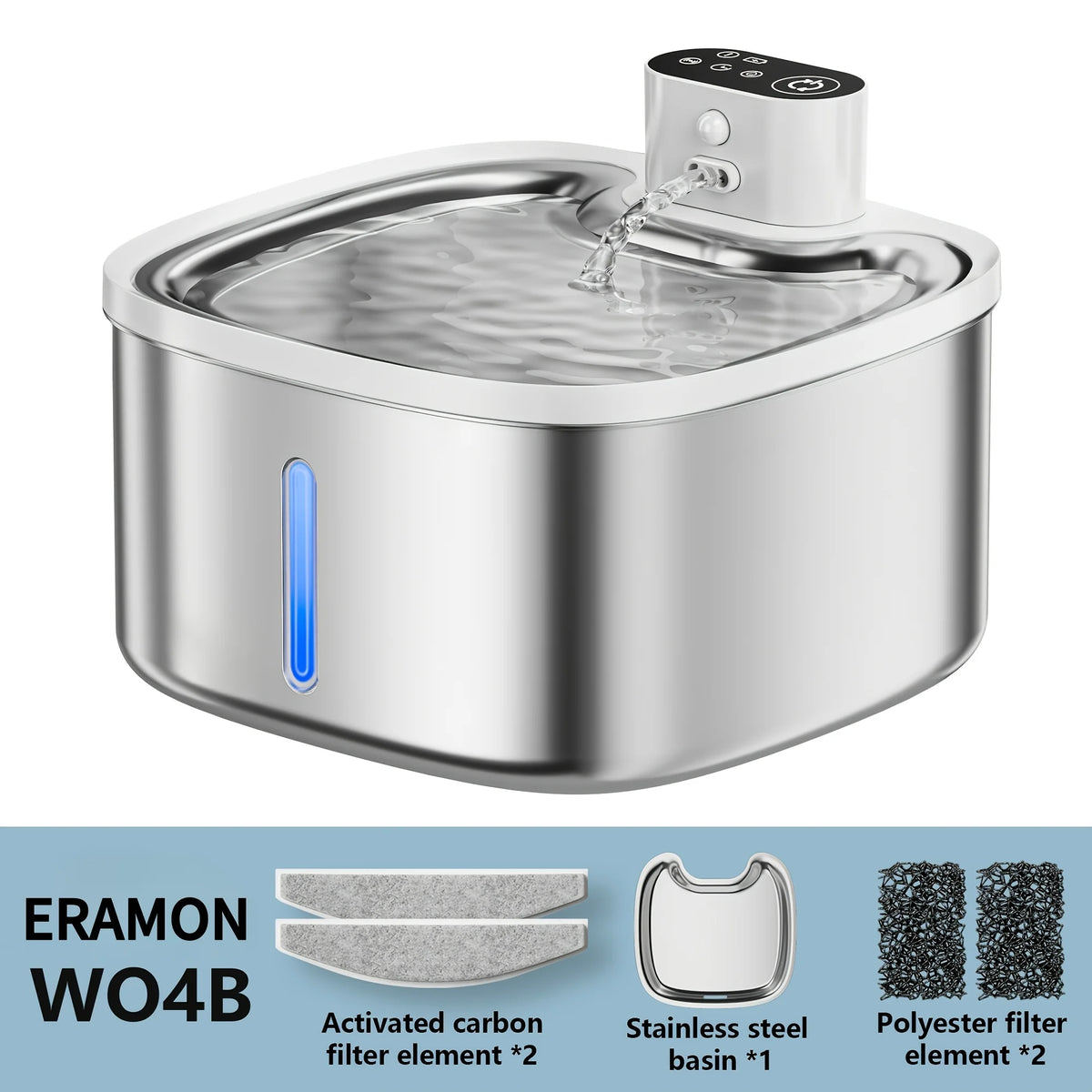 ERAMONG Wireless Smart Pet Water Fountain With Motion Sensor