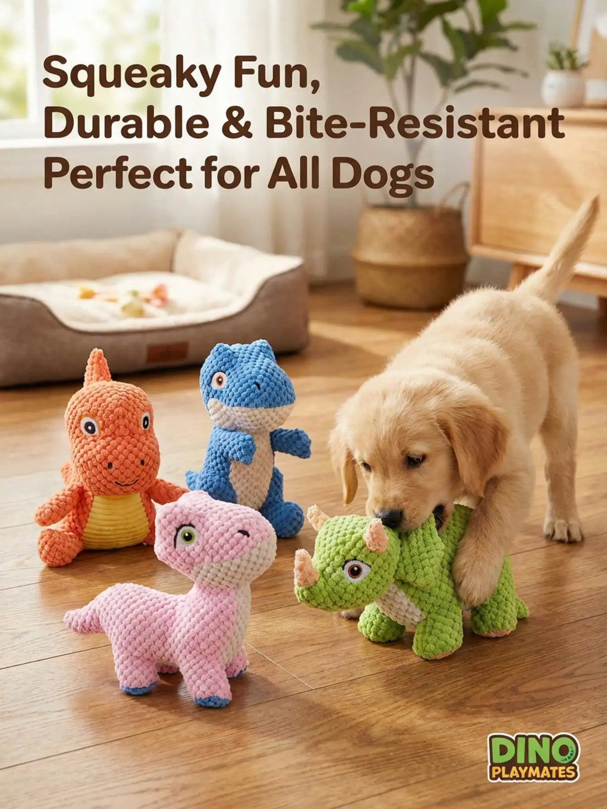 Cute Dinosaur Squeaky Dog Toy With Interactive BB Sound
