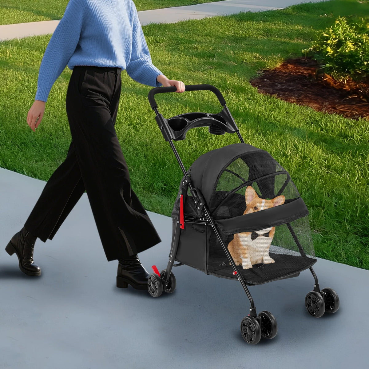 Bymaocar Foldable Pet Stroller For Dogs And Cats
