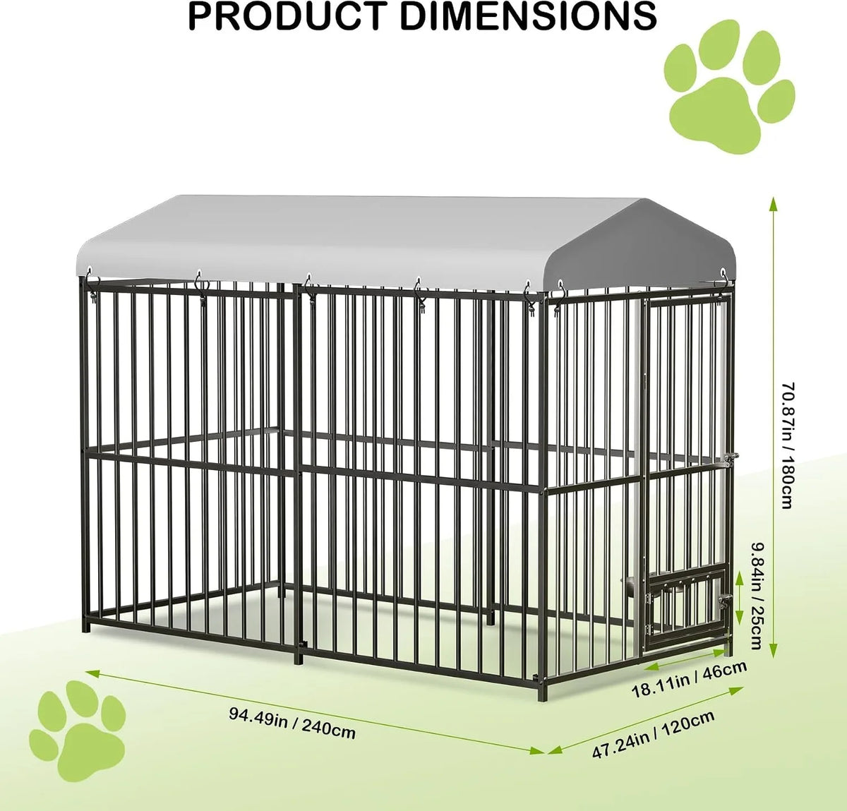 Outdoor Dog Kennel With Galvanized Steel Frame And Waterproof Roof