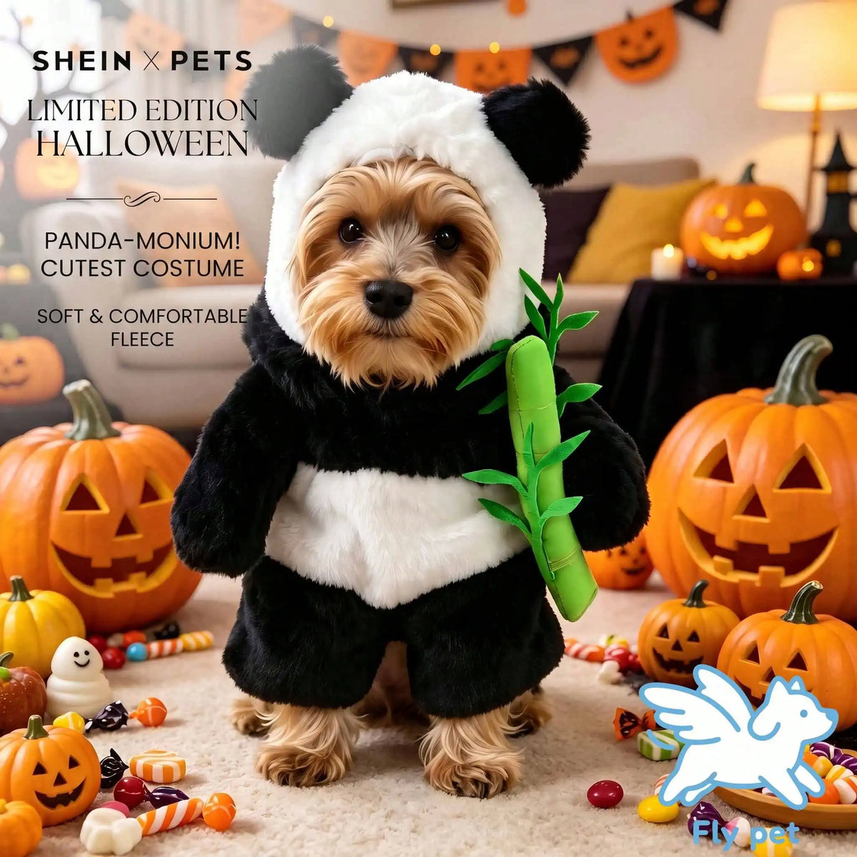 Halloween Dog Panda Transformation Costume With Complete Head Mask