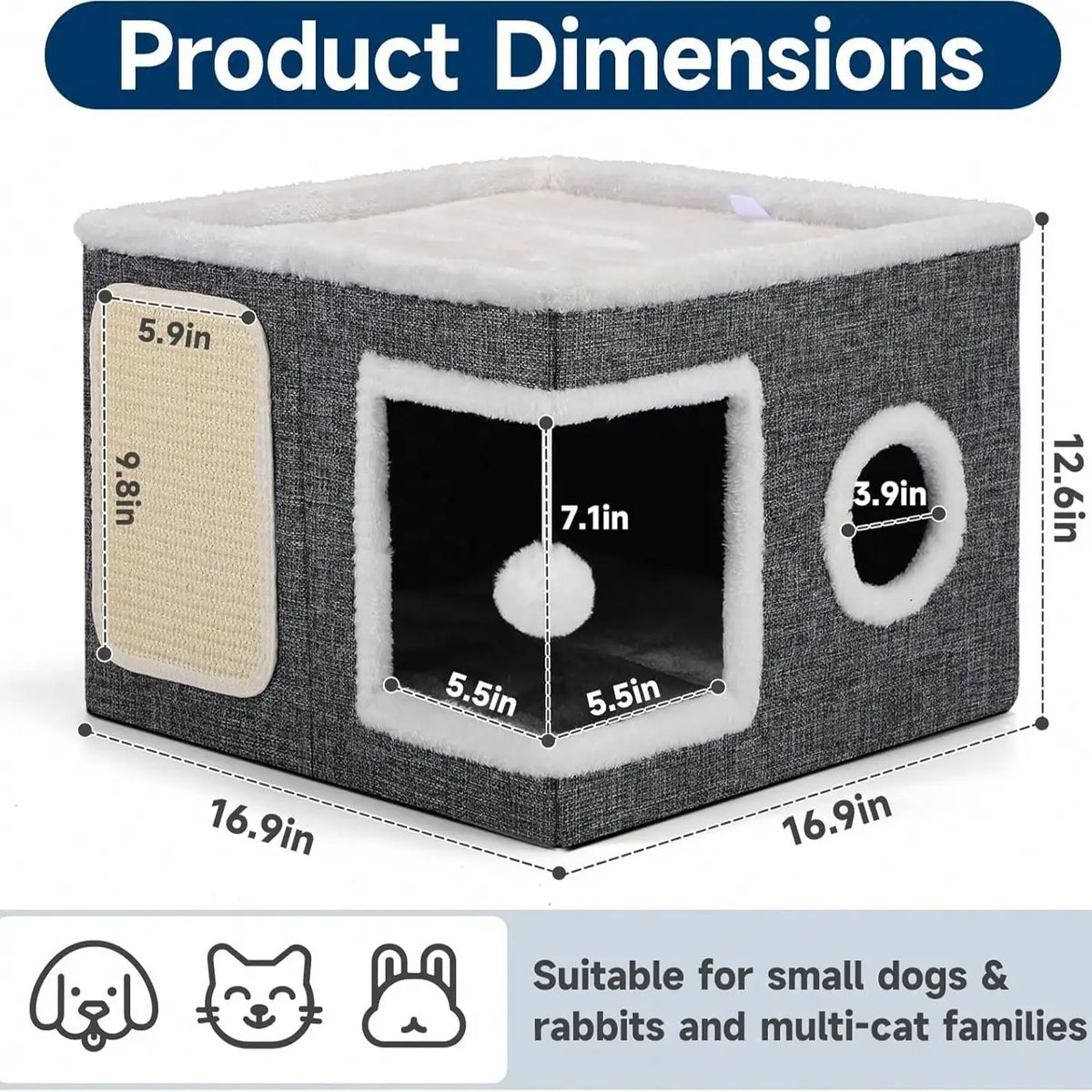 Cozy Indoor Cat House With Large Entrance And Soft Cushion