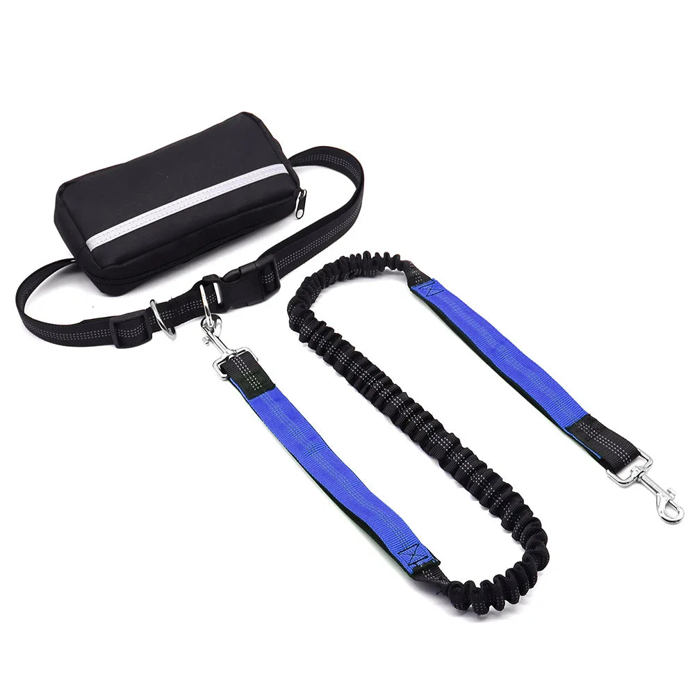 Hands Free Dog Leash With Waist Belt And Zipper Pouch