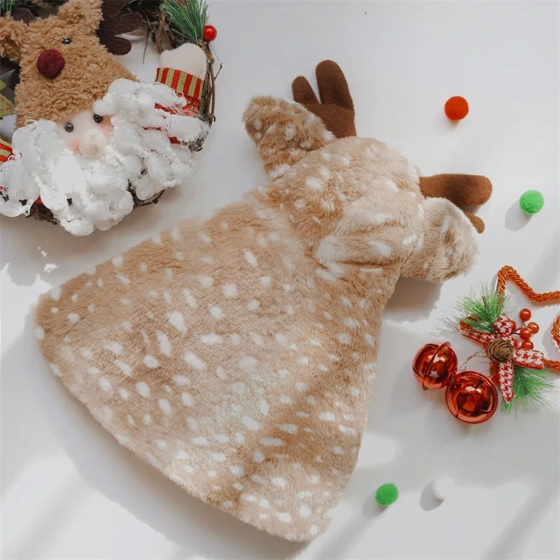 Christmas Reindeer Cape and Hat Costume for Dogs and Cats