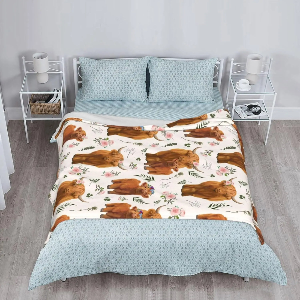 Highland Cow Flannel Throw Blanket for Kids and Cozy Gifts