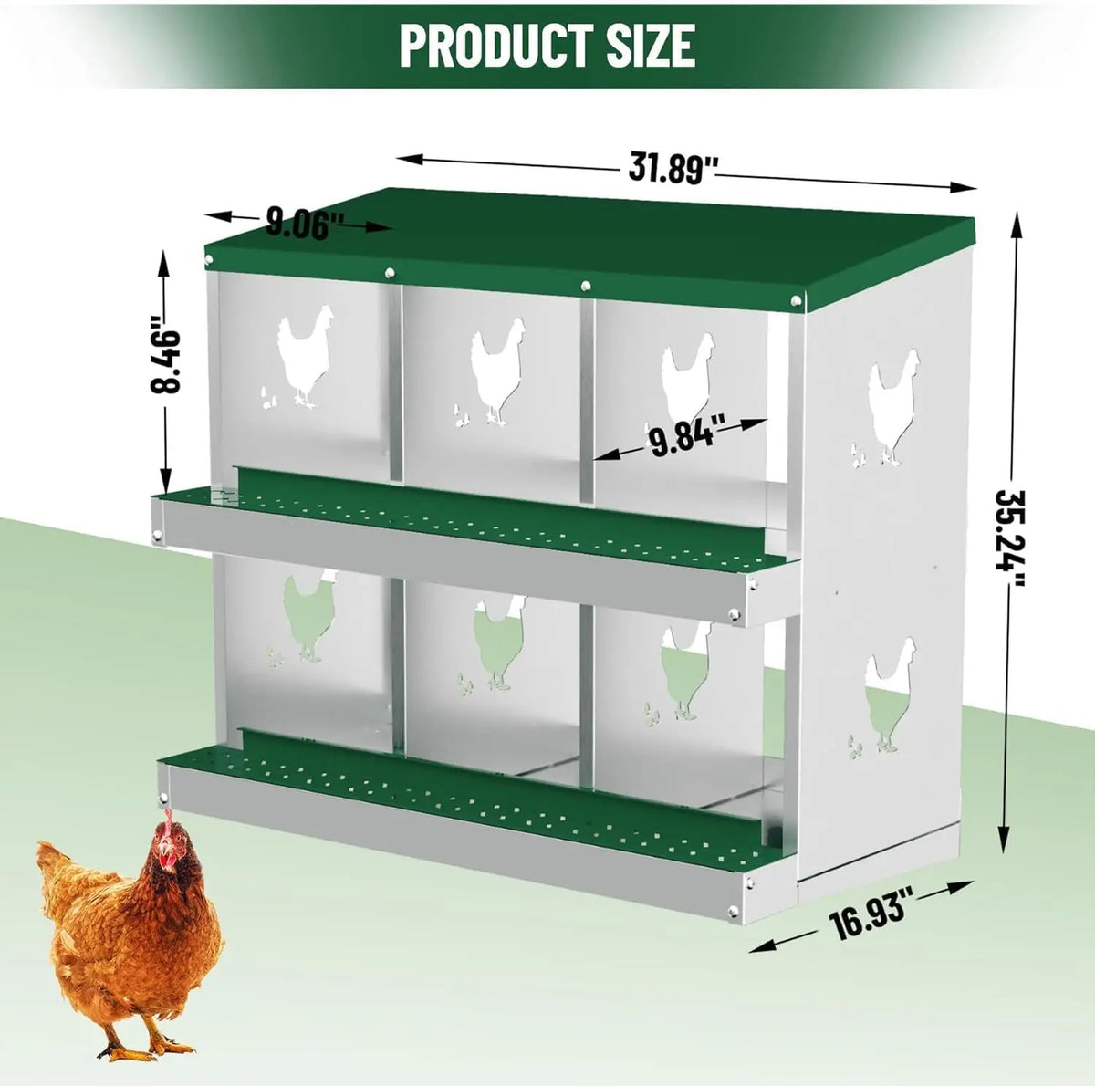 HiMISS Galvanized Steel Chicken Nesting Boxes With Rollout Egg Collection