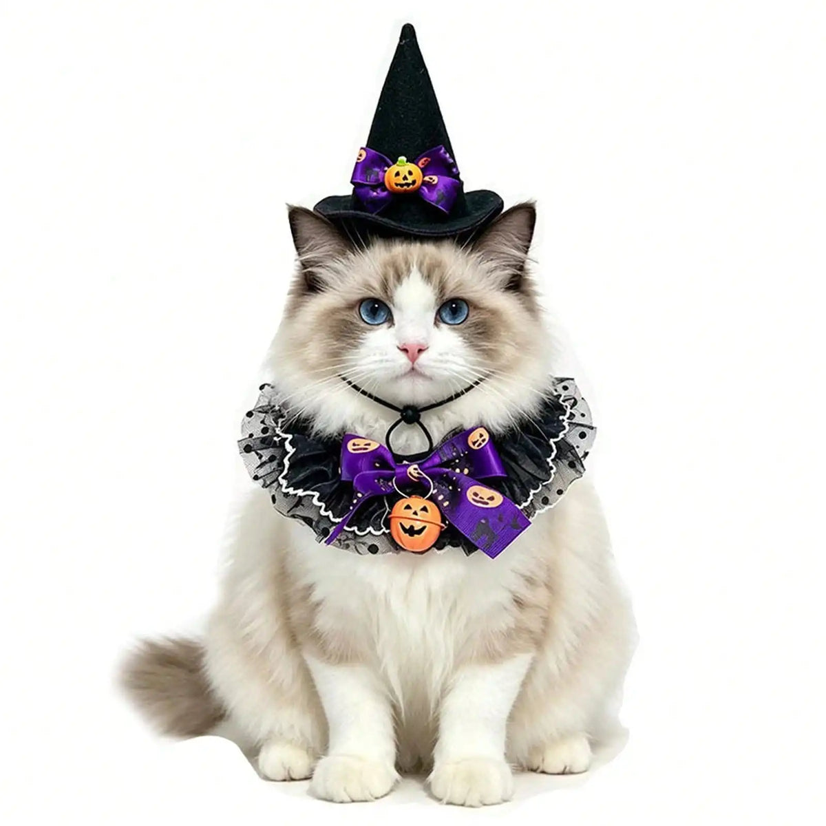 Halloween Pet Bandana Hat Set With Lace Trim Costume, Party Accessory