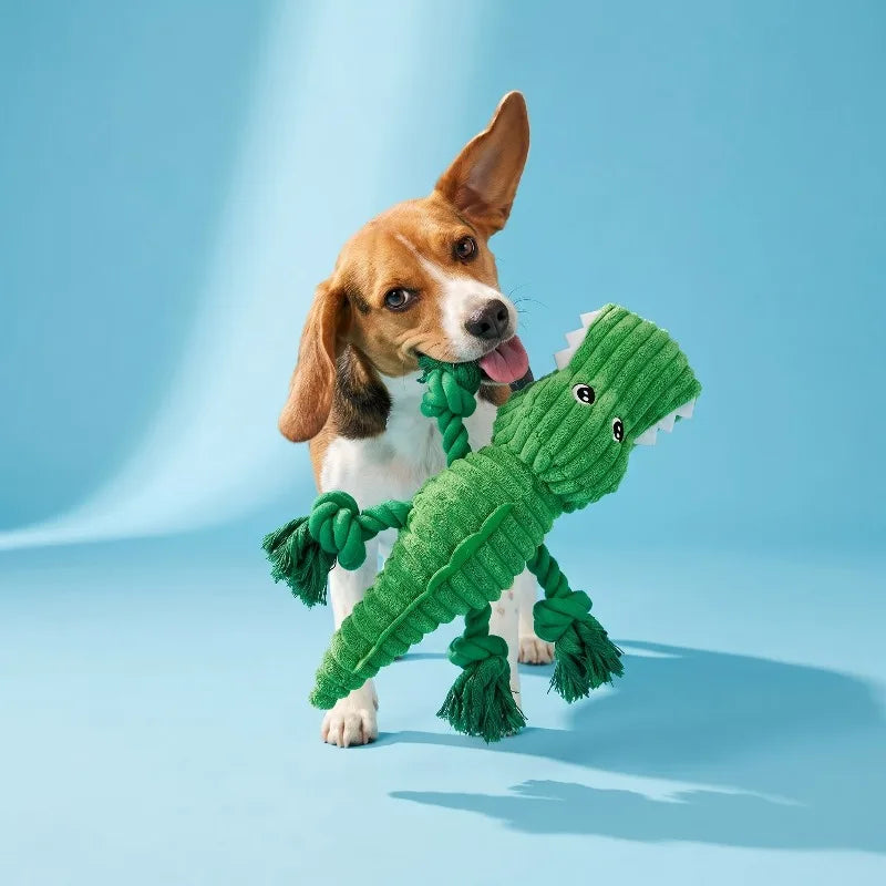 Alligator Plush Dog Toy With Squeaker For Interactive Chewing