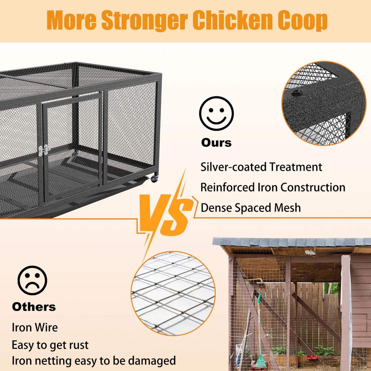 BINGOPAW Metal Walk In Chicken Coop With Cover And Wheels