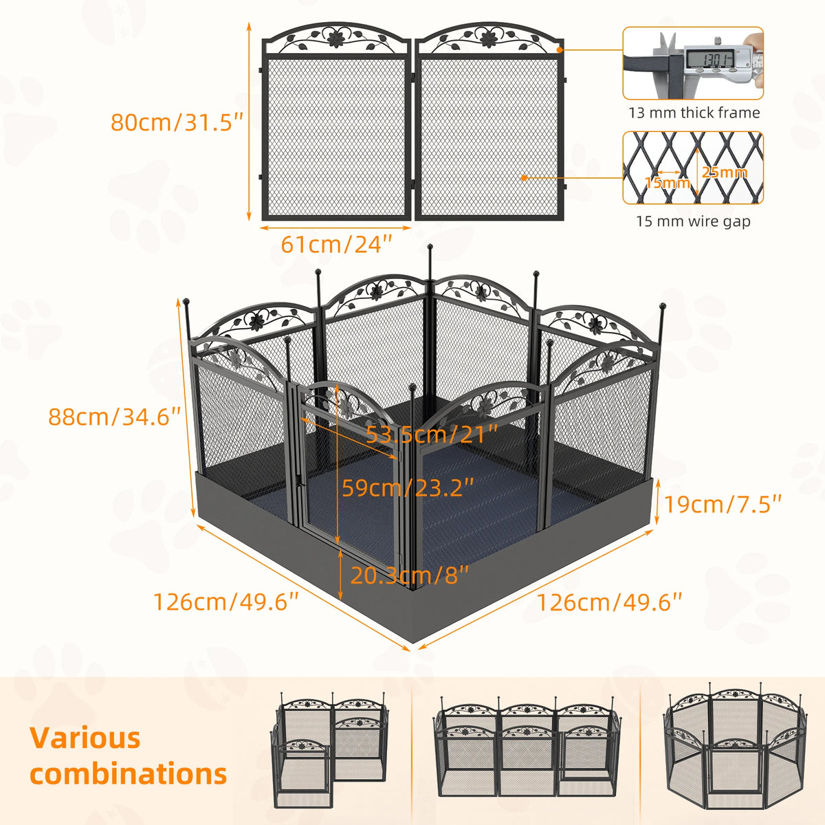 BINGOPAW Foldable Metal Dog Playpen With Gate And Whelping Mat