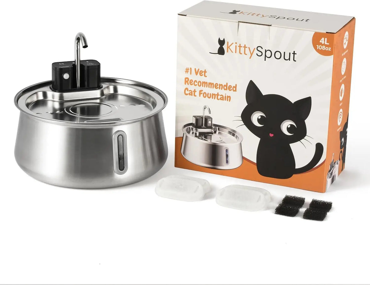 KittySpout Stainless Steel Wireless Cat Water Fountain for Pets