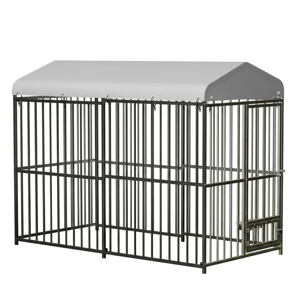 Outdoor Dog Kennel With Galvanized Steel Frame And Waterproof Roof