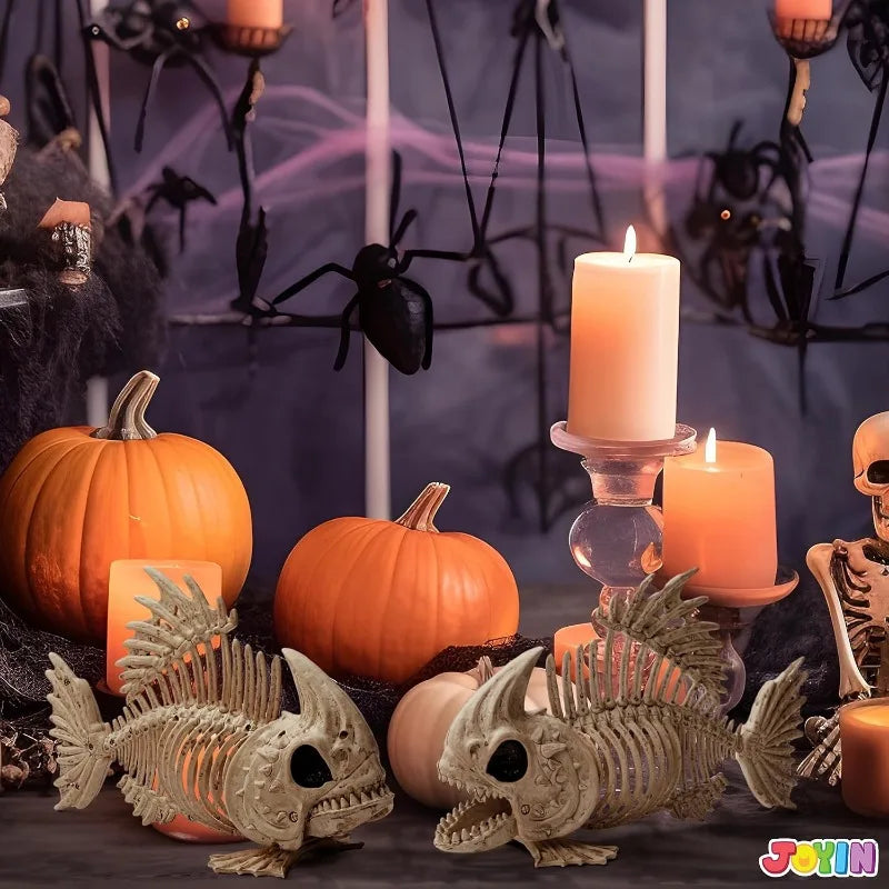 Poseable Fish Skeleton Halloween Decor for Spooky Indoor Outdoor Parties
