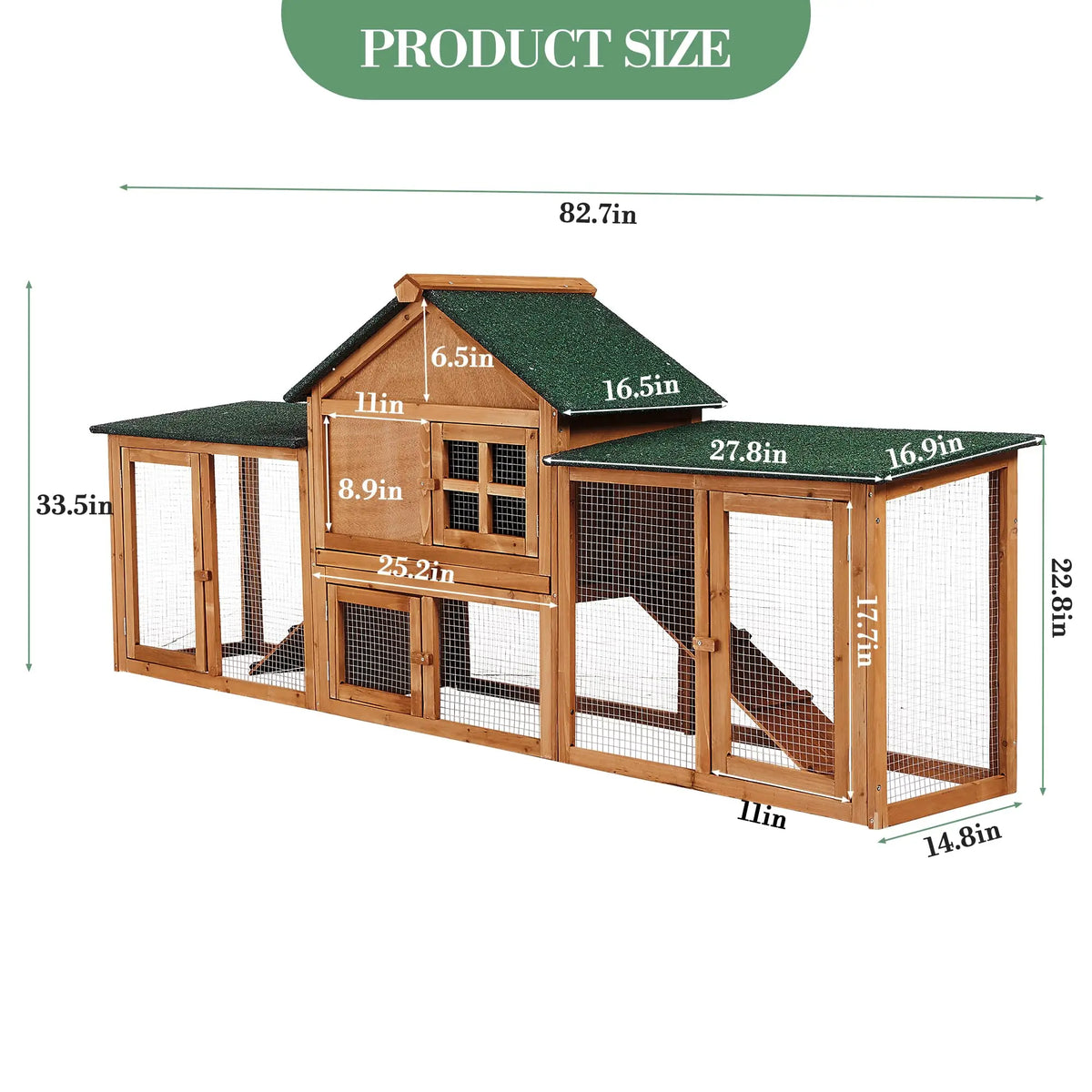 HiMISS Outdoor Rabbit Hutch With Double Runs And Cleaning Tray